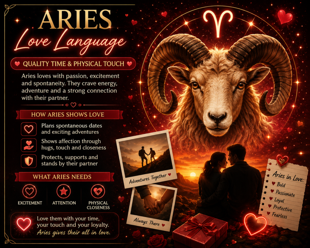 Aries love language astrology infographic