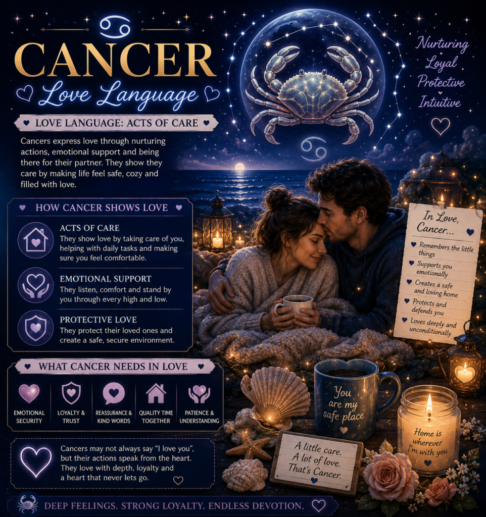 Cancer love language astrology infographic