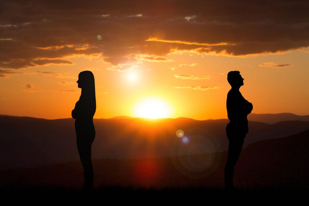 Relationship and breakups concept showing emotional sadness, heartbreak, and the journey of healing after a difficult separation.